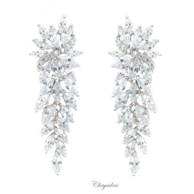 Bridal Jewellery, Chrysalini Wedding Earrings with Crystals - BAE0125 BAE0125 Image 1