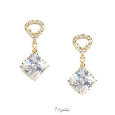 Bridal Jewellery, Chrysalini Wedding Earrings with Crystals - BAE0136 BAE0136 Image 1