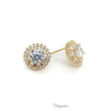 Bridal Jewellery, Chrysalini Wedding Earrings with Crystals - BAE0145 BAE0145 Image 1