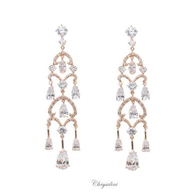 Bridal Jewellery, Chrysalini Wedding Earrings with Crystals - BAE0151 BAE0151 Image 1