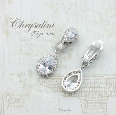 Bridal Jewellery, Chrysalini Wedding Earrings with Crystals - BAE0197 BAE0197 | CLIP ON Image 1