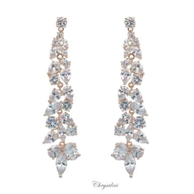 Bridal Jewellery, Chrysalini Wedding Earrings with Crystals - BAE0212 BAE0212 Image 1