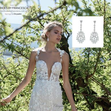 Bridal Jewellery, Chrysalini Wedding Earrings with Crystals - BAE0230 BAE0230 Image 1