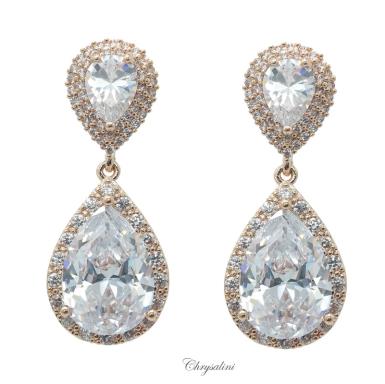 Bridal Jewellery, Chrysalini Wedding Earrings with Crystals - BAE0248 BAE0248 Image 1