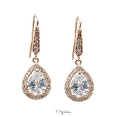 Bridal Jewellery, Chrysalini Wedding Earrings with Crystals - BAE0250 BAE0250 Image 1