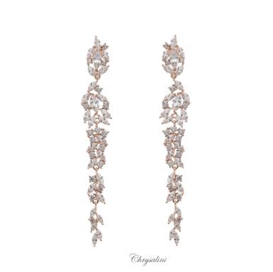 Bridal Jewellery, Chrysalini Wedding Earrings with Crystals - BAE0266 BAE0266 Image 1