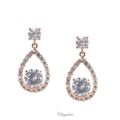 Bridal Jewellery, Chrysalini Wedding Earrings with Crystals - BAE0291 BAE0291 Image 1
