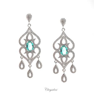 Bridal Jewellery, Chrysalini Wedding Earrings with Crystals - BAE0295 BAE0295 Image 1