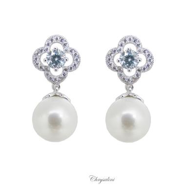 Bridal Jewellery, Chrysalini Wedding Earrings with Crystals - BE80047 BE80047 Image 1