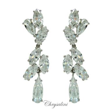 Bridal Jewellery, Chrysalini Wedding Earrings with Crystals - BE83639 BE83639 Image 1
