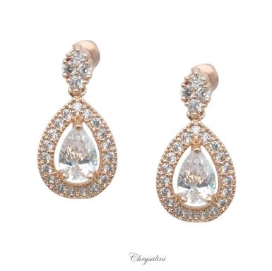 Bridal Jewellery, Chrysalini Wedding Earrings with Crystals - CE015 CE015 Image 1