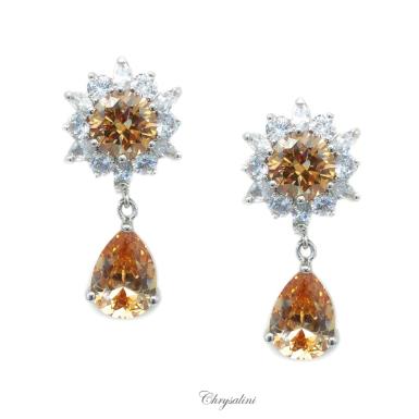 Bridal Jewellery, Chrysalini Wedding Earrings with Crystals - CE807 CE807 Image 1
