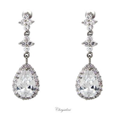 Bridal Jewellery, Chrysalini Wedding Earrings with Crystals - CE880 CE880-1 Image 1
