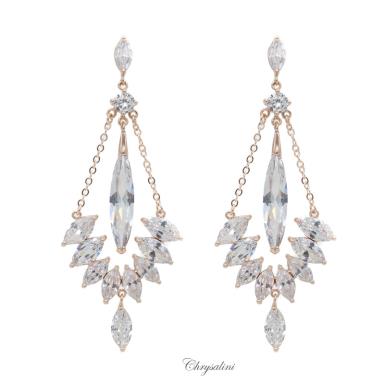 Bridal Jewellery, Chrysalini Wedding Earrings with Crystals - CE972G CE972G Image 1