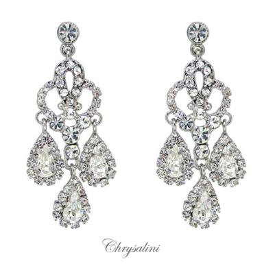 Bridal Jewellery, Chrysalini Wedding Earrings with Crystals - EL1538 EL1538 Image 1