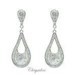 Bridal Jewellery, Chrysalini Wedding Earrings with Crystals - FZE013W image