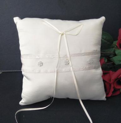 Wedding  Ring Cushion - Ivory Daisy Ring Pillow Image 1