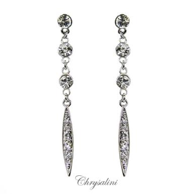Bridal Jewellery, Chrysalini Wedding Earrings with Crystals - XPE033W XPE033W | LIMITED STOCK Image 1