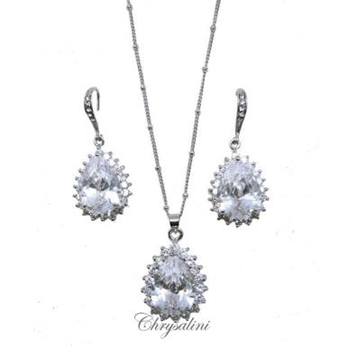 Bridal Jewellery, Chrysalini Wedding Necklaces with Crystals - CN826W CN826W - SET Image 1