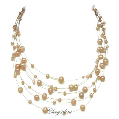 Bridal Jewellery, Chrysalini Wedding Necklaces with Pearls - PN030W PN030W Image 1