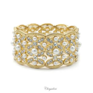 Bridal Jewellery, Chrysalini Wedding Bracelets with Pearls - CB30290 CB30290 Image 1