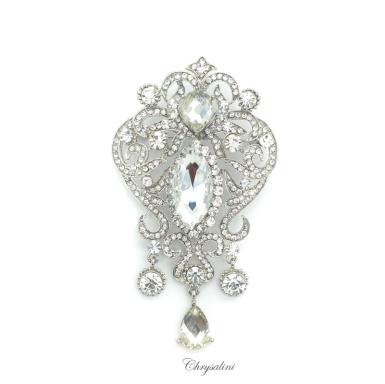 Bridal Jewellery, Chrysalini Wedding Brooch, Crystal Pin - FBR5529 FBR5529 - AVAILABLE IN CLEAR, BLACK & BROWN Image 1
