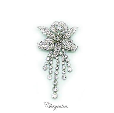 Bridal Jewellery, Chrysalini Wedding Brooch, Crystal Pin - OBR6820 OBR6820 Image 1