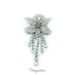 Bridal Jewellery, Chrysalini Wedding Brooch, Crystal Pin - OBR6830 image