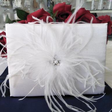 Wedding  Feather Guest Book with Rhinestones Image 1