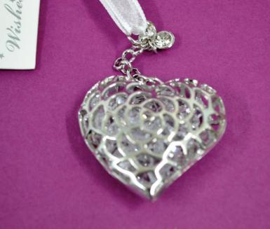 Wedding  Bling Filled Silver Heart Charm Image 1