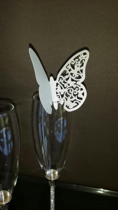 Wedding  Butterfly Glass Placecards x 10 Image 1