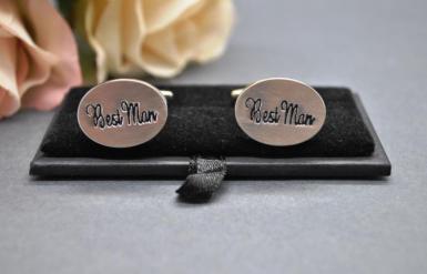 Wedding  Brushed Silver Cuff Links Image 1
