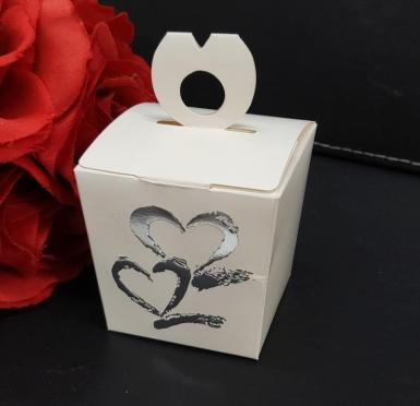 Wedding  Silver Hearts White Favour Box x 12 Image 1