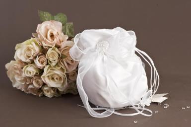 Wedding  Satin Dilly Bag with Pearls Image 1
