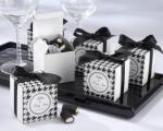 Black and White Houndstooth Boxes with Ribbon x 10 image