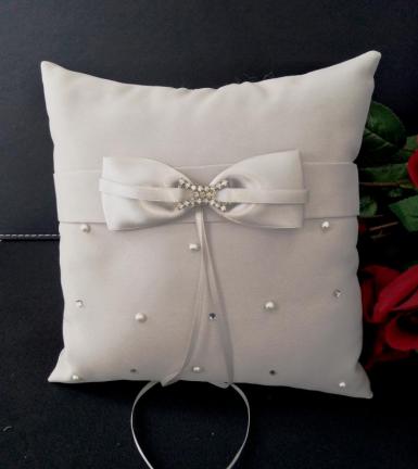 Wedding  Ring Cushion - Silver Platinum by Design Ring Pillow Image 1