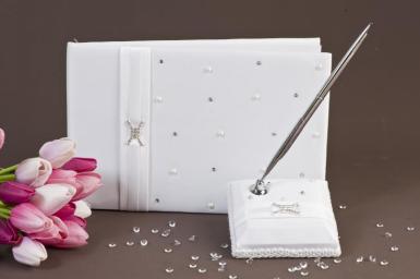 Wedding  Duchess White Guest Book and Pen Set Image 1
