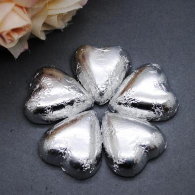 Wedding  Silver Heart Shaped Chocolates x 100 Image 1