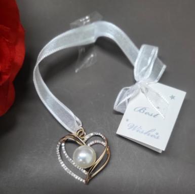 Wedding  Charm with gold or silver heart and pearl Image 1