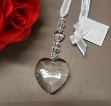 Wedding  Bridal Charm - Crystal Heart & Beads Image 1