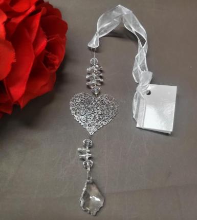 Wedding  Bridal Charm - Silver Laser Cut Heart Image 1