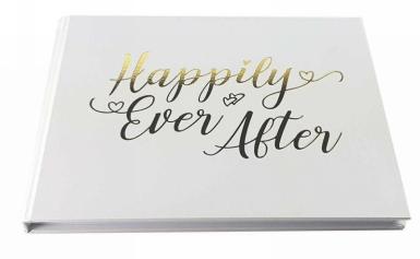Wedding  Happily Ever After Wedding Guest Book - Gold Font Image 1