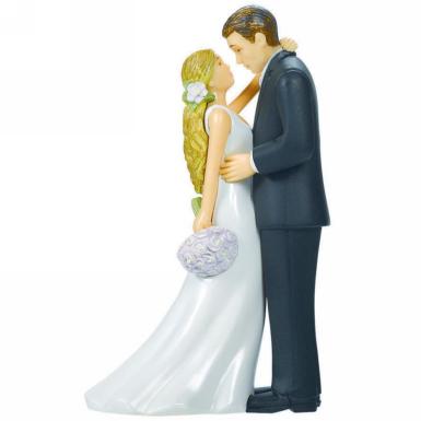 Wedding  Classic Bride and Groom Cake Topper - Bouquet Image 1