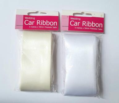 Wedding  Car Ribbon - White or Ivory Satin 6m x 5cm Image 1