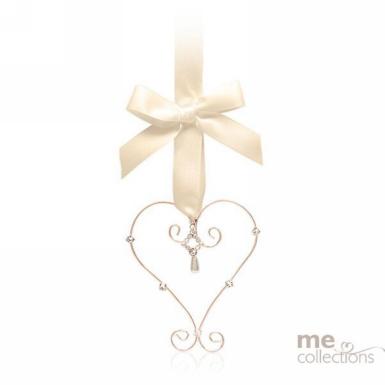 Wedding  Deluxe Rose Gold Heart Charm with Diamantes Image 1