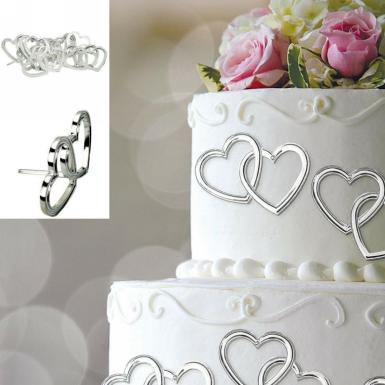 Wedding  Heart Cake Decorations - Push in Style x 12 Image 1