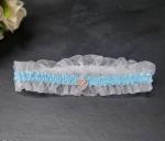 Sheer Garter with Hearts and Diamantes - Blue image