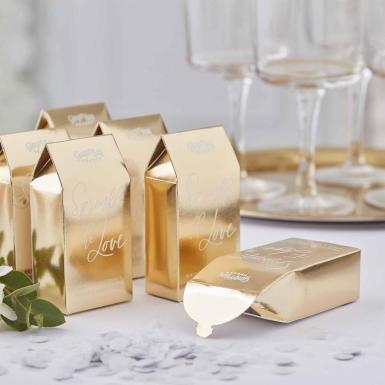Wedding  White biodegradable Confetti in Gold Box Image 1