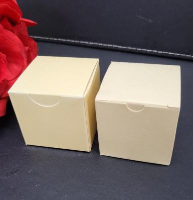 Wedding  5cm Ivory Cube Box, Gloss or Shimmer x 10 Image 1