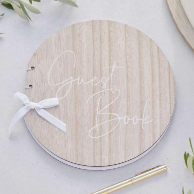 Wedding  Round Wooden Guest Book Ginger Ray Image 1